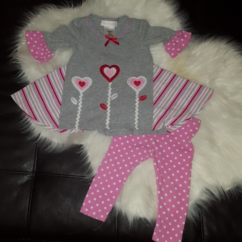 Bonnie Baby ruffle matching set 12M Valentines